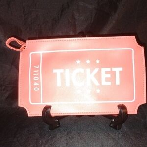 Playful Coral Ticket Cosmetic Bag